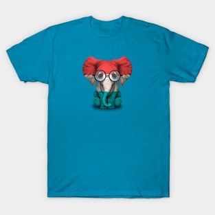 Baby Elephant with Glasses and Luxembourg Flag T-Shirt